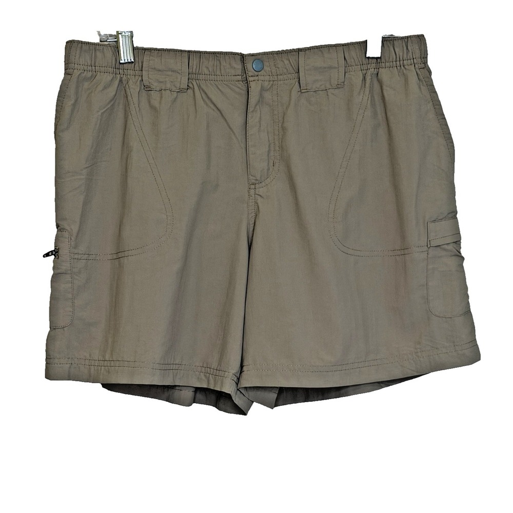 Columbia Cargo Shorts Womens Size Large Khaki 100% Nylon Elastic Waist Outdoor